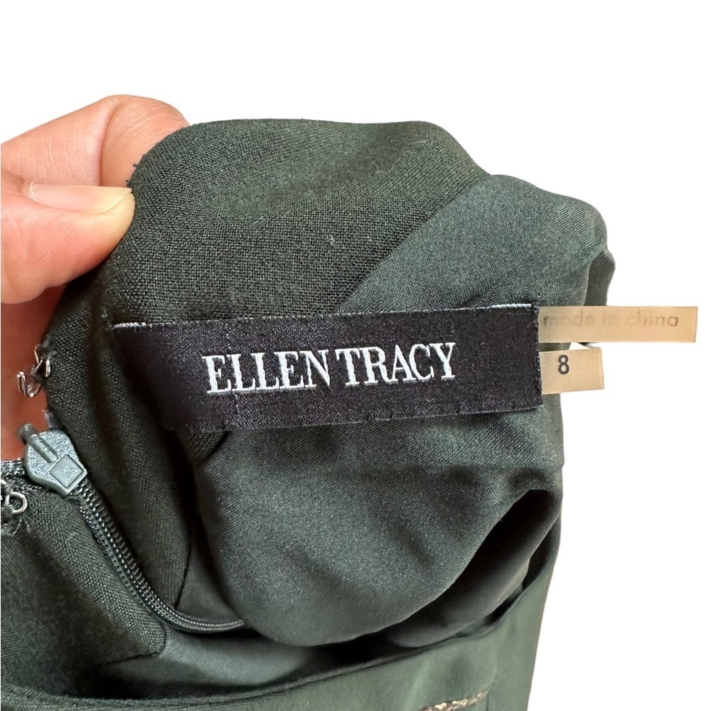 Ellen Tracy Sleeveless Sheath Midi Dress in Dark Green Size: 8 - Picture 5 of 12